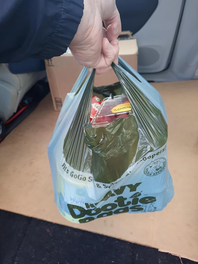 HEAVY Dootie Bags +Plus a Hint of Citrus Scent with EZ Tie Handles. For Pet Dog Poop, Cat Litter. Multi-Use. Fits Swivel Bin and Gogo Stik Scoopers. Made with Cornstarch. Strong, Leakproof, Very Large