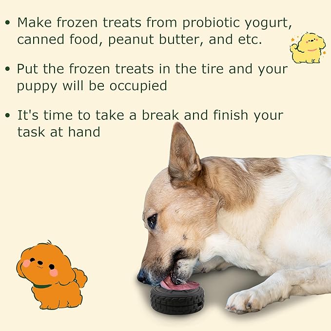 3-in-1 Dog Treat Toy for Aggressive Chewer, Natural Rubber Dog Puzzle, Bully Stick Holder, Frozen Treat Dispensing Toy for Small Medium Large Breeds