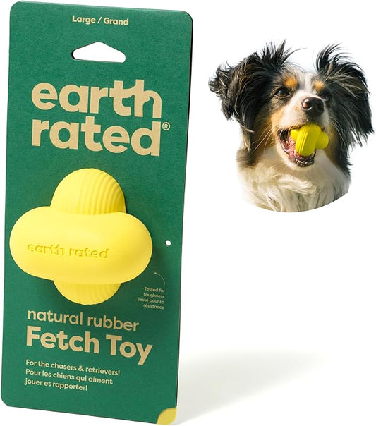 Earth Rated Dog Ball, Interactive Fetch Toy for All Breeds, Comes in Multiple Sizes, Made with Natural Rubber, Perfect for Indoor and Outdoor Use, Large, Yellow
