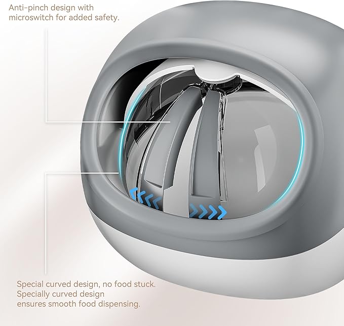 Upgraded RFID Cat Feeder with Collar Sensor – 4 Feeding Modes, Anti-Theft Pet Feeder for Multi-Cat Households, Timed Collar-Activated Feeder for Special Diets & Portion Control (Gray)