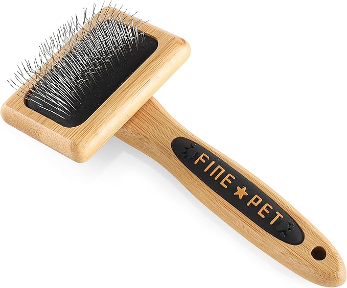 Dog Slicker Brush for Shedding Medium Long Haired Pets Wooden Grooming Brush for Small Dogs to Remove Loose Hair Tangles and Knots S