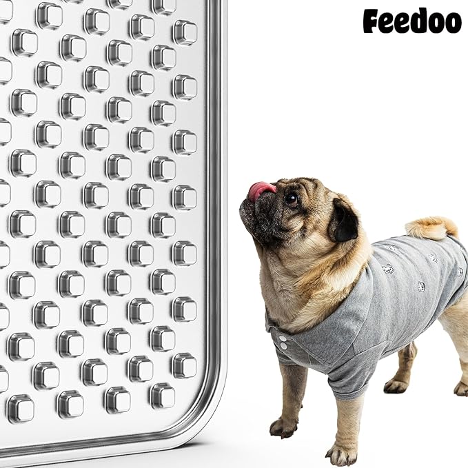 Double Layer Stainless Steel Lick Mat for Dogs & Cats - Chew Proof & Whisker Friendly, Non-Slip Base, for Calm Feeding & Anxiety Relief - Dishwasher Safe Slow Feeder Pad [Single]