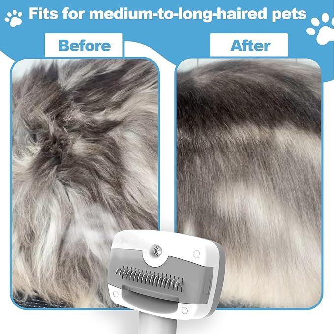 3 in 1 Pet Steam Brush for Dogs & Cats – Self Cleaning, Hair Removal Comb Steam for Shedding & Dematting for Long & Short Haired Pets,Includes Pet Enssence