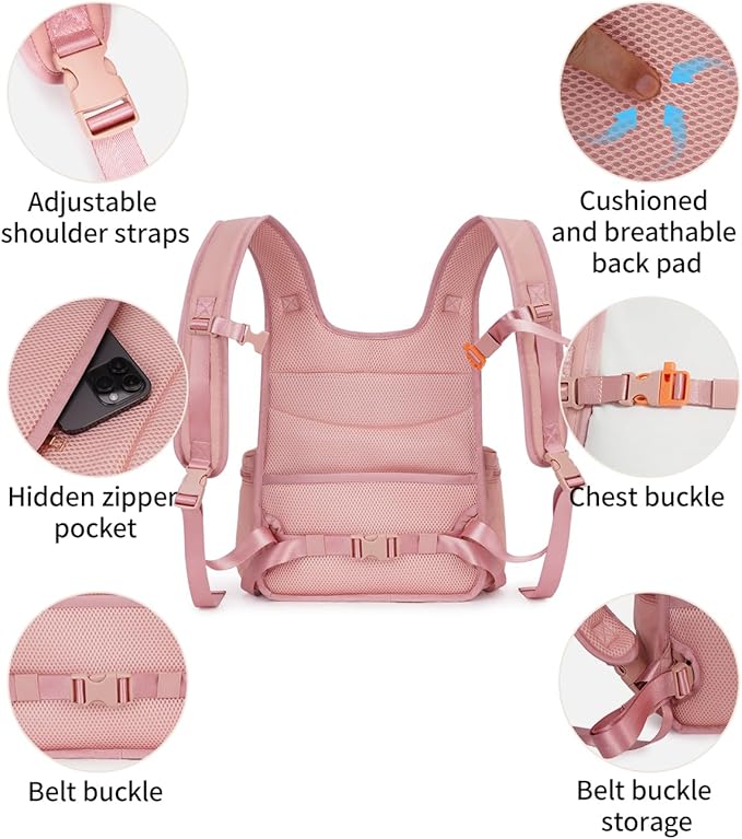 OFY Cat Carrier Puffy Backpack Breathable Small Dog Front Backpack Large Space for Small Dogs, Drawstring & Water-Resisant Pet Bag for Travel Hiking, Lotus Pink Patent Pending