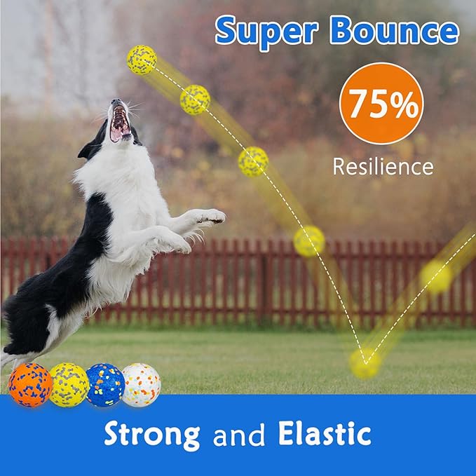 Dog Tennis Balls for Aggressive Chewers, Indestructible Dog Balls for Fetch Game, Durable Bouncy Lightweight Floating Toys (1 White + 1 Yellow, Large (3" Diameter))