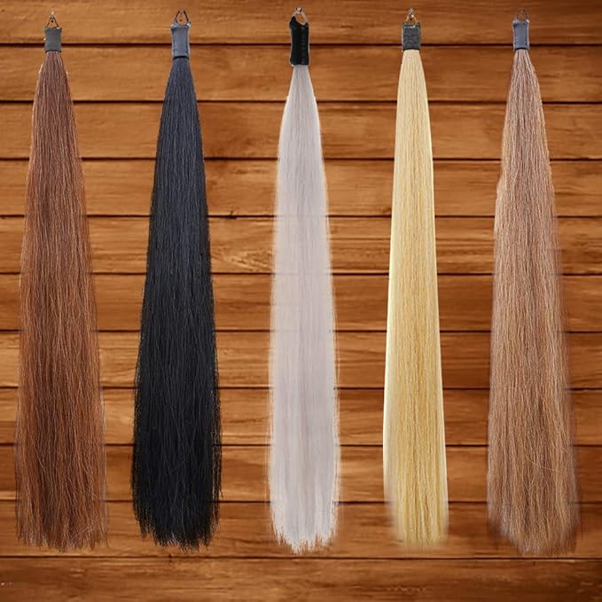 Horse Tail Extensions with Braided Horsehair Loop, Blunt Cut Bottom, 28-30 inches Long and 3/8 lb Weight