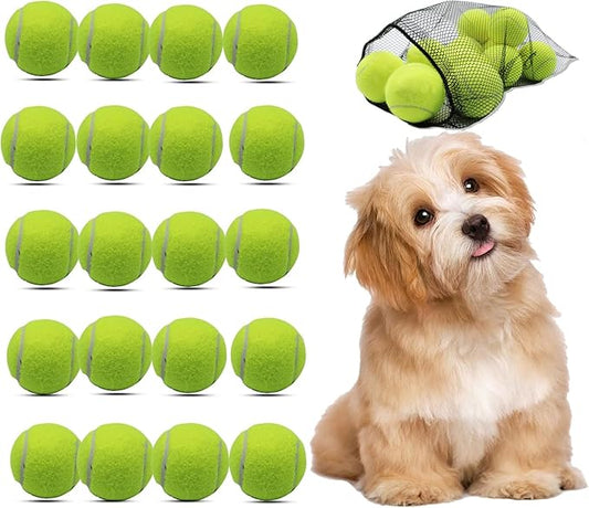 Magicorange Small Tennis Balls, 20 Pack 2 inch Tennis Balls for Dogs, Colorful Easy Catching Pet Dog Playing Ball with Mesh Bag for Easy Transport (Yellow, 2 inch)
