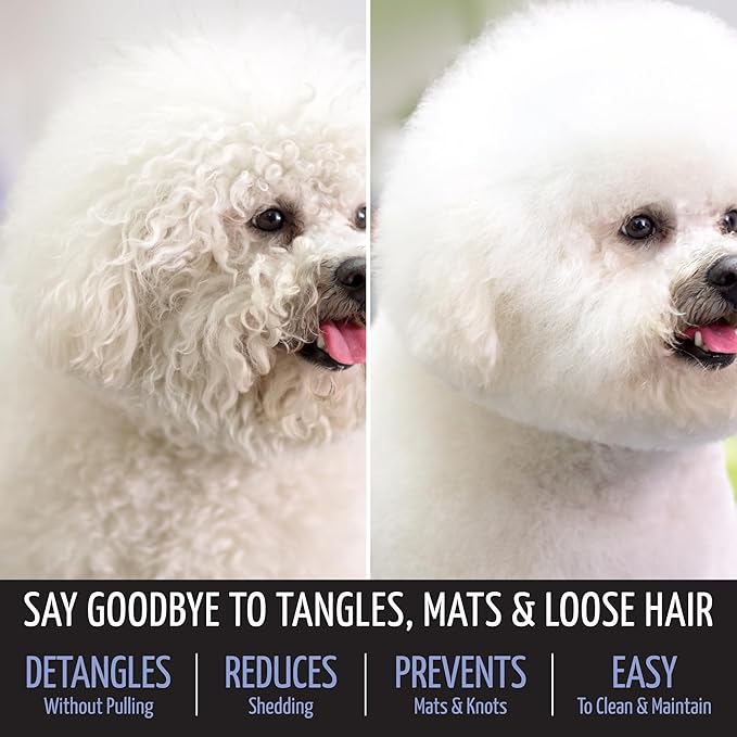 Tauro Pro Line Plastic Long & Short Hair Slicker Dog Brush for Deshedding & Detangling - Purple Slicker Brush for Dog & Cat Grooming - 0.79″ Pins, Flexible Cushion & Non-Slip Grip