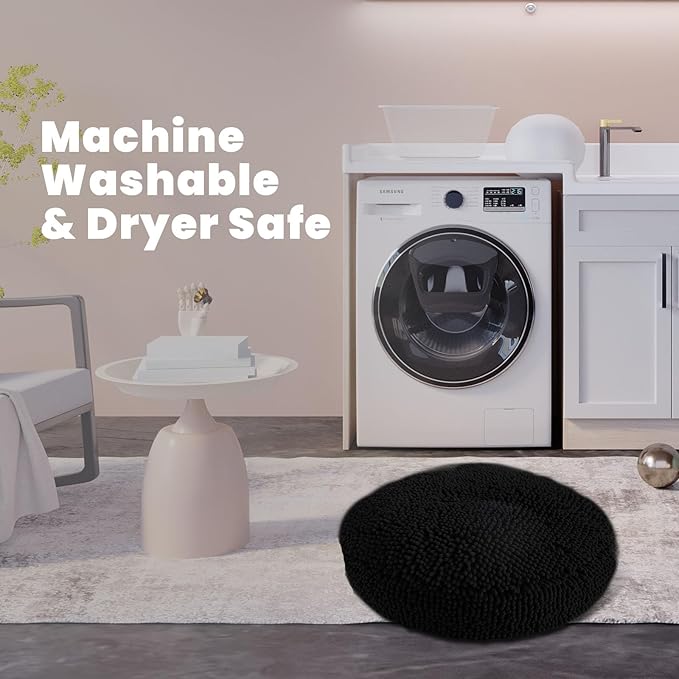 Muddy Mat® Cloud K-9 Bed for Dogs & Cats, Soft & Relaxing Donut Dog Bed, Chenille Material, Removable Cover, Washable & Dryer Safe–Black Large(40'x40')