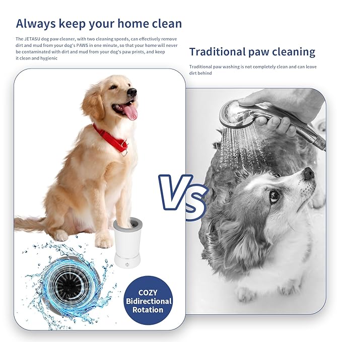 Dog Paw Cleaner，Automatic paw cleaner For dogs, Type-c Charging, Designed For Small To Medium Sized Dogs ，Easy To Carry，Keeps Homes Clean(white)