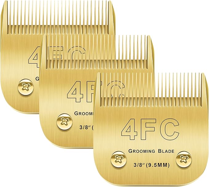 Andis/Oster A5/Wahl KM-10 Series Compatible 4F Dog Grooming Blades - 3PCS Detachable, Gold 4FC
