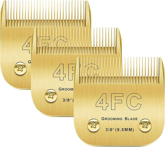 Andis/Oster A5/Wahl KM-10 Series Compatible 4F Dog Grooming Blades - 3PCS Detachable, Gold 4FC