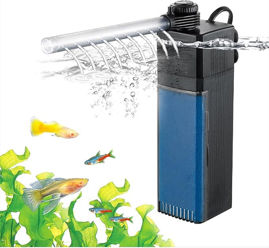Internal Fish Tank Filter, 12W Adjustable Water Flow Submersible Aquarium Filter Pump for 40~60 Gallon Freshwater or 25~45 Gallon Saltwater, 2 Mode Aeration & Rainfall, TE-900(250GPH)