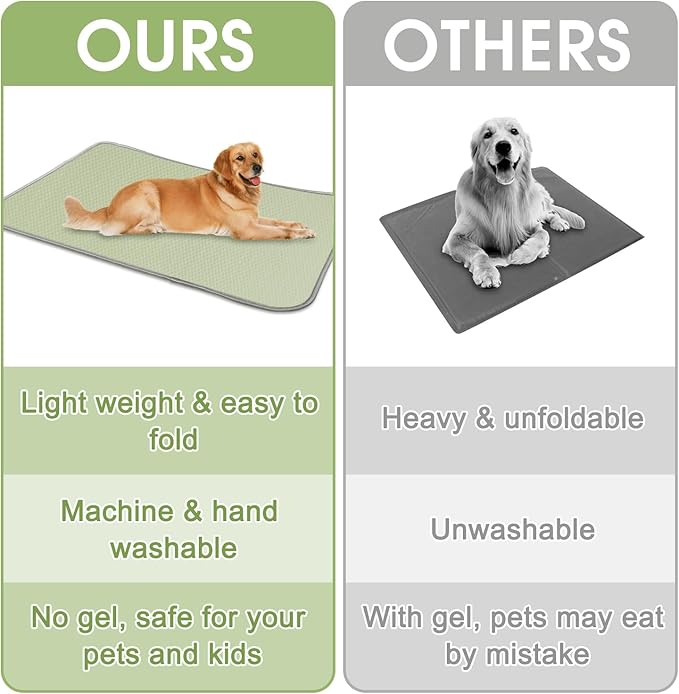 Summer Dog Cooling Mat Washable Ice Silk Self Cool Pad for Small Dogs and Cats, 27x22in Pet Sleeping Pad for Crate, Bed, Indoor & Outdoor Floor, Car Seats