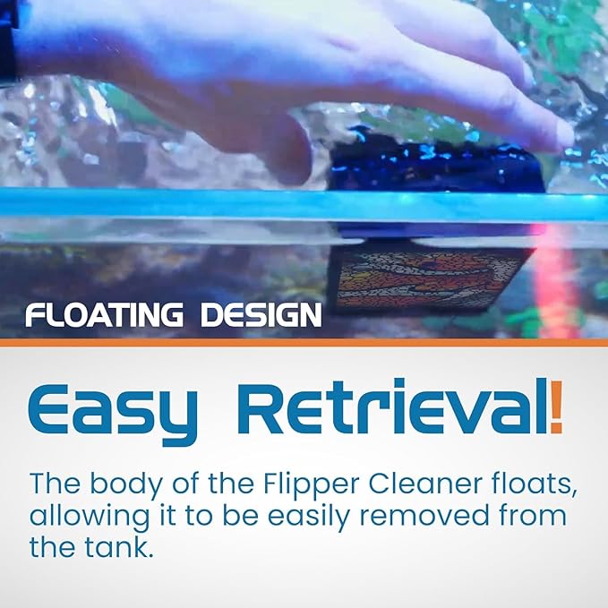 FL!PPER Flipper Edge Max Clownfish Limited Edition Floating Magnetic Aquarium Cleaner 2-in-1 Dual Blade Scrubber & Scraper Fish Tank Cleaner Tools for Efficient Cleaning & Acrylic Surface Maintenance