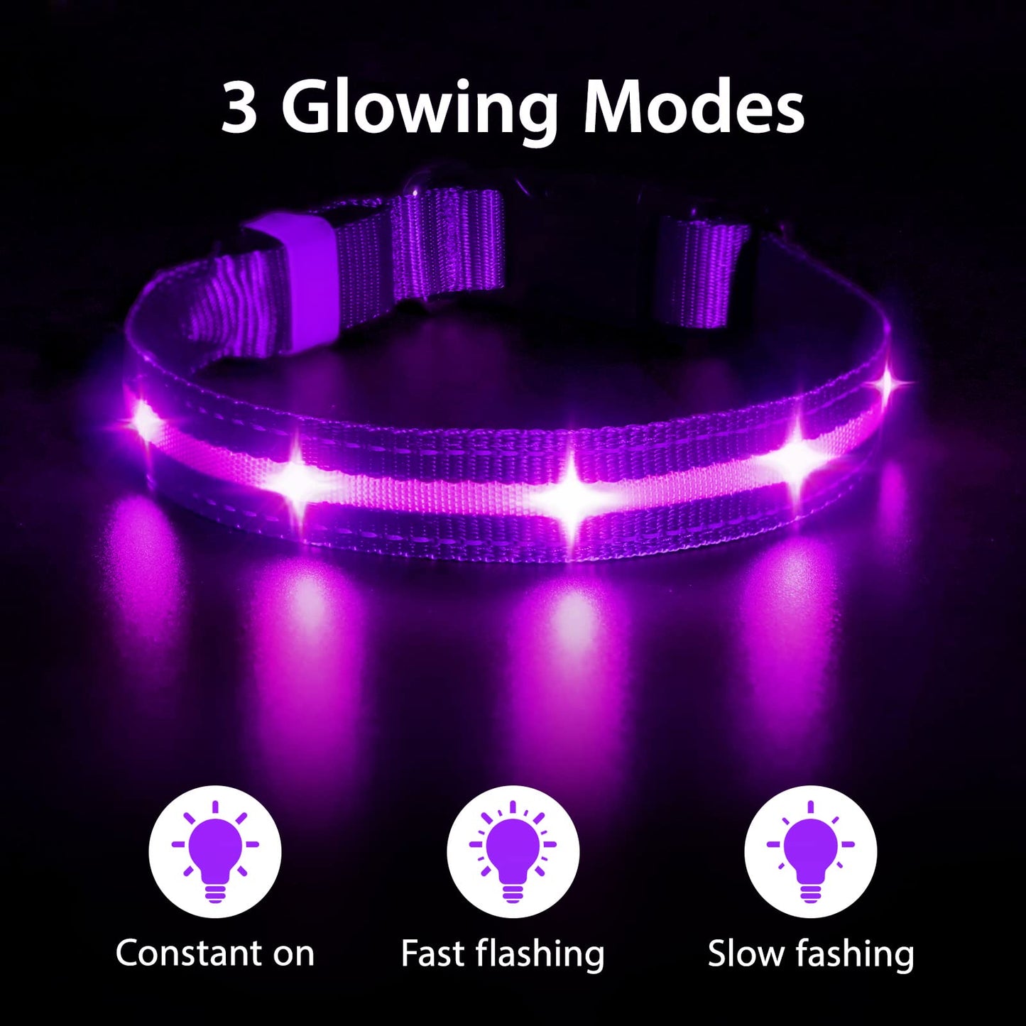 MASBRILL Led Dog Collar, Rechargeable Light Up Collar with Water-Resistant Flashing Glow for Dogs