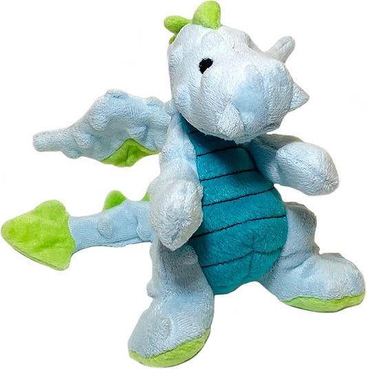 goDog Bubble Plush Dragons Squeaky Dog Toy, Chew Guard Technology - Light Blue, Small