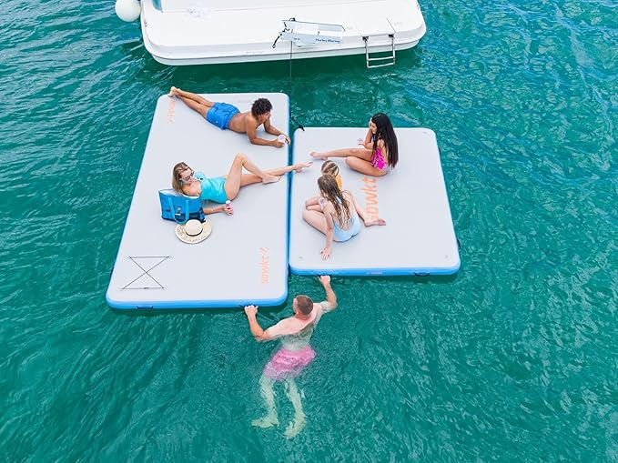 Inflatable Floating Dock for Lakes - (6' x 8’ and Dog Dock) - Large Floating Platform Lake Mat - Dog Water Ramp - Deck Floating Pad for Boats