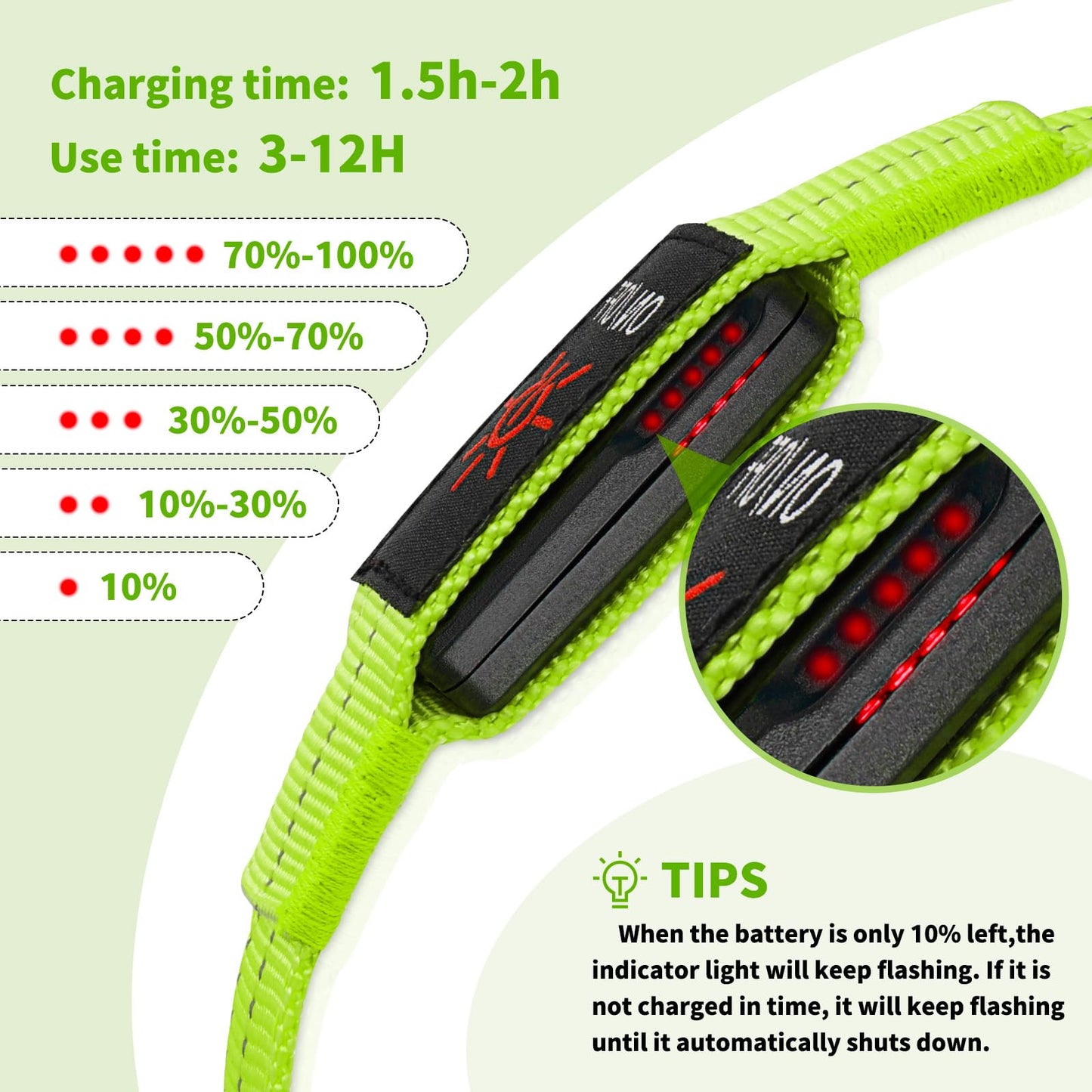 Light Up Dog Collars, LED Dog Collar Light Adjustable USB Rechargeable Super Bright Safety Light Glowing in The Dark Reflective Dog Collar for Medium Large Small Dogs