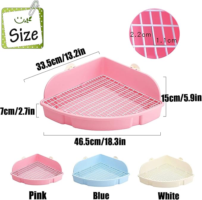 kathson Large Rabbit Litter Box Bunny Corner Toilet Box Potty Trainer Bigger Pet Pan Small Animal Cage Toilet Bedding Box Fanshaped for Adult Guinea Pigs Chinchilla Ferret Galesaur