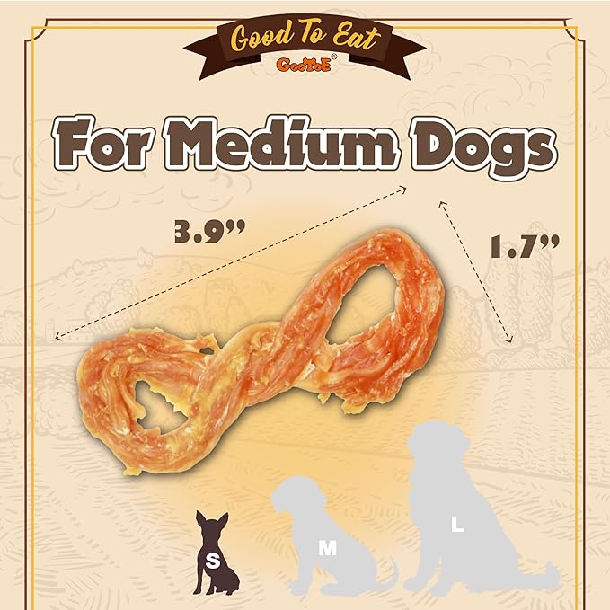 Gootoe Turkey Tendon Dog Treats, Rope (S) 1 lb, USA-Sourced Turkey Tendon, Natural Snack, Premium Puppy Chews, Hypoallergenic, Reseal Value Bags, Size for Small Dogs