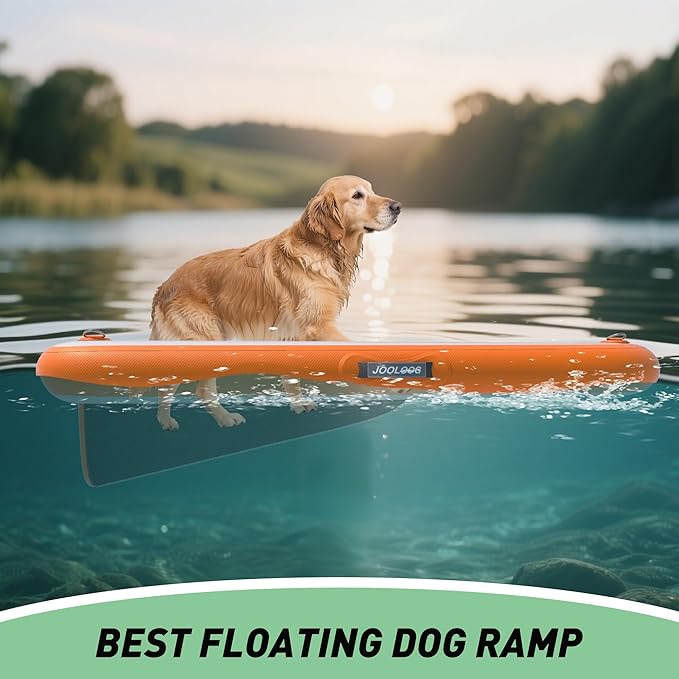 Inflatable Plank Dog Float Ramp,Up to 180lbs Dog Water Ramp Ladder with Non-Slip Dock Platform for Swimming Pool,Boat,Lake