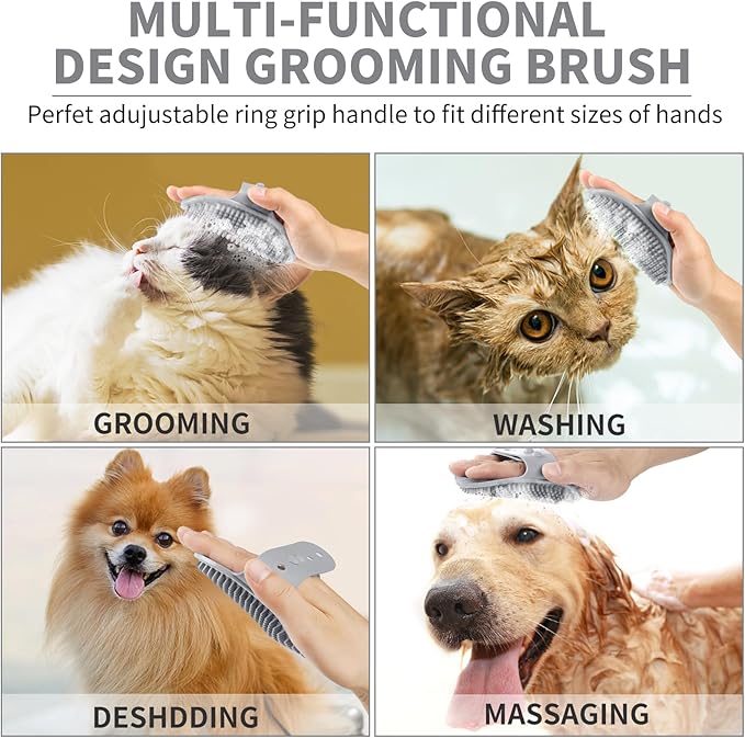 Comotech Dog Paw Washer with Bath Brush - Large, Grey (with 3 Absorbent Towels, Adjustable Handle for Long & Short Haired Dogs)