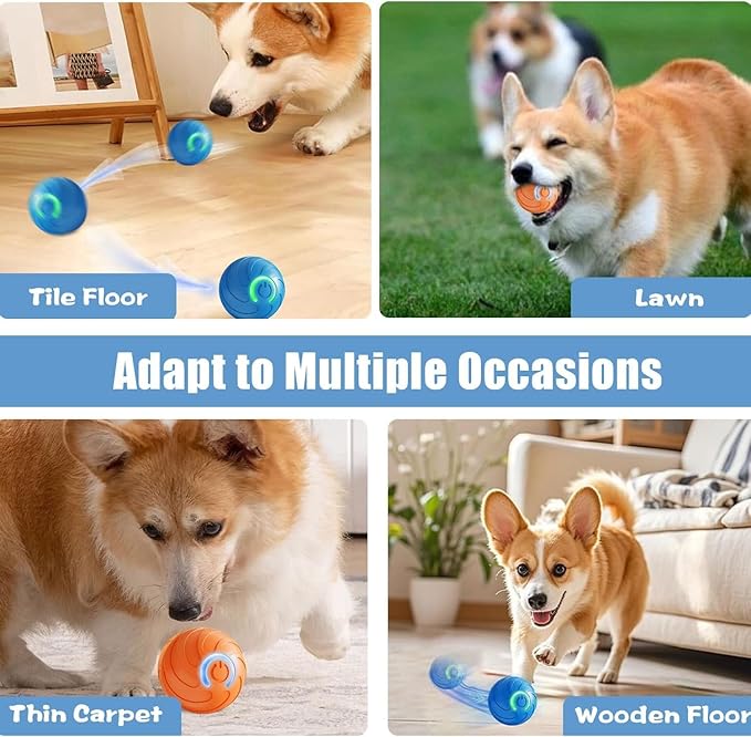 2PCS Shaky Ball Toy for Dogs, Interactive Dog BallToy, Vibrating Dog Balls, Smart Jumping BallToys, Fun Shaking Pet Bounce Electric Balls Automatic Moving Pet Toys for Dogs (Orange+Blue)