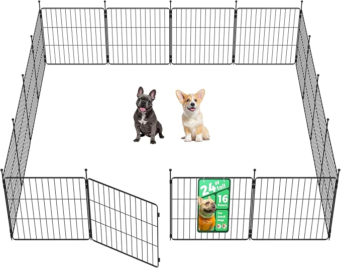 FXW MiniPaws Unleashed Dog Playpen for Yard & RV Camping, Expandable 24-inch 16 Panels for Puppies and Small Dogs, Portable for Indoor and Outdoor Use