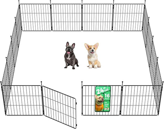 FXW MiniPaws Unleashed Dog Playpen for Yard & RV Camping, Expandable 24-inch 16 Panels for Puppies and Small Dogs, Portable for Indoor and Outdoor Use