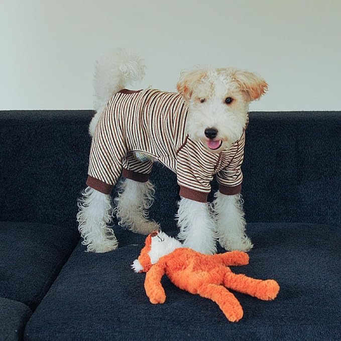 Stuffless Dog Toy, Interactive Dog Toys, Plush Puppy Squeaky Toy with Fox Design, Puppy Puzzle Toys Stress Release Game for Boredom, Crinkle Snuffle Puzzle for Small Medium and Large Dogs