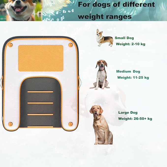 HEYLIFE Inflatable Dog Water Ramp Pool Ladder for Boats Docks Raft Swimming Pools Pet Stairs Floating Sports Platform Up to 220LBS Borange 4.9ft x 3ft x 4in