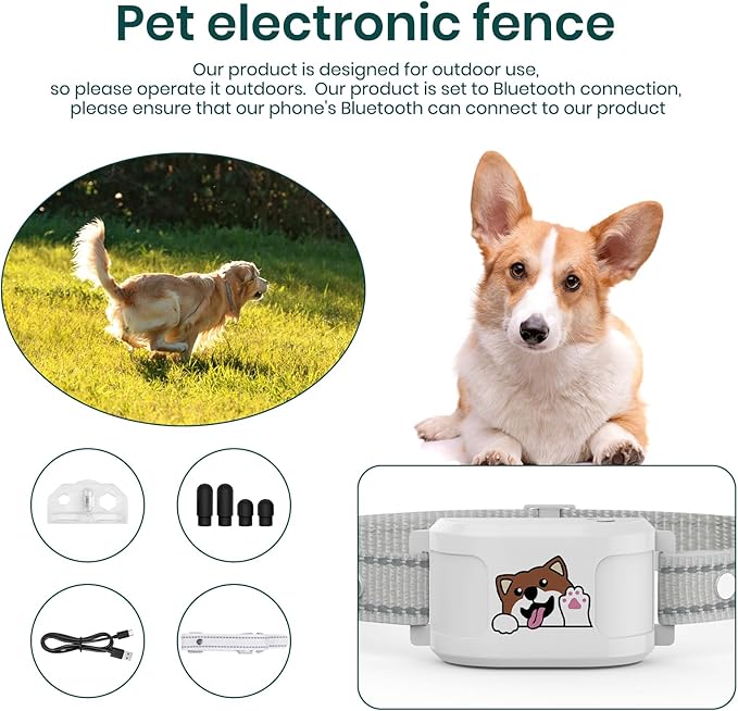 GPS Dog Collar with Wireless Electronic Boundary & Training – No Subscription Needed,Smart Waterproof trainable Fence, App-Controlled Safe Zone, Outdoor Fence for Pets System
