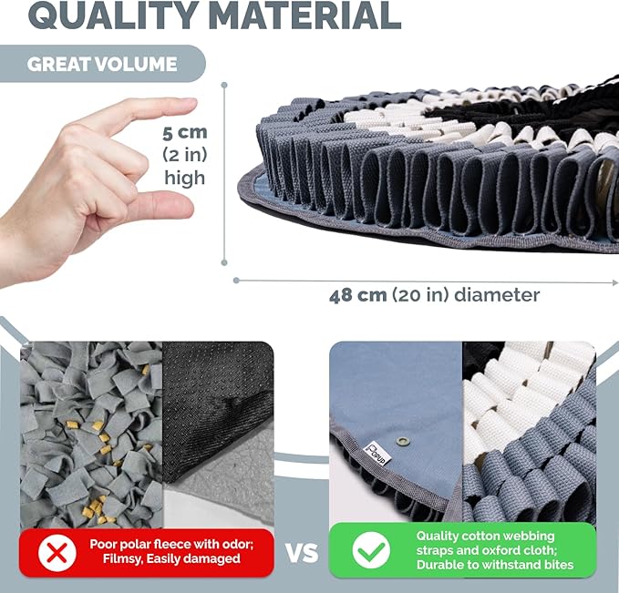 POPUPJOYS Durable Hide & Seek Snuffle Mat for Dogs, 2-in-1 Enrichment Puzzle Toy with Detachable Tail & Squeaker, Adjustable Difficulty Level with Suction, Machine Washable, Gift-Ready (Skunk)