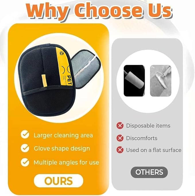 Pet Hair Removal Glove for Cats & Dogs,Pet Hair Remover Electrostatic Gloves,Efficient Pet Grooming Gloves with Hair Comb,Reusable Cat & Dog Hair Remover for Couch, Furniture, Carpet, Curtain(2PC)