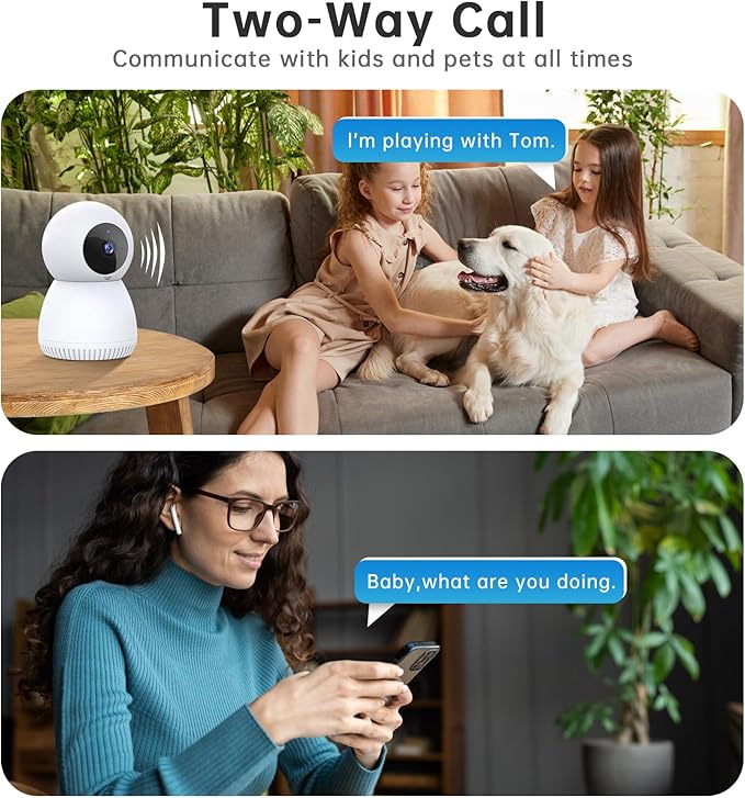 Indoor Camera 5G& 2.4GHz WiFi, 360 Pan/Tilt Cameras for Home Security, 1080P Baby/Pet Camera with Phone App Motion Detection, 2-Way Talk, Night Vision, Siren Alarm, Compatible with Alexa 2Pack