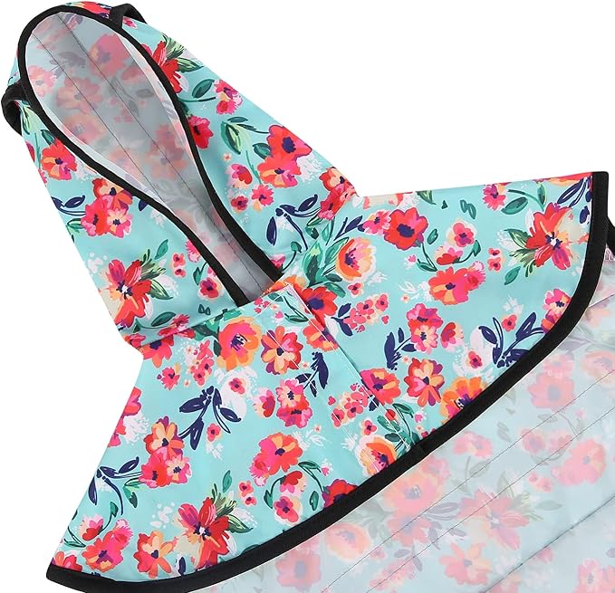 HDE Dog Raincoat Jacket Reflective Adjustable Hooded Pet Poncho Rain Coat with Leash Hole for Small to X-Large Dogs Turquoise - M