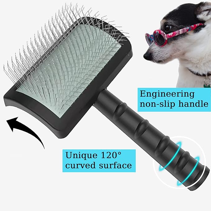 Large Slicker Brush for Dogs,Cats,Extra Long Pin Shedding Brush for Long Haired Dog,Cat, Pet Grooming Wire Brush for Thick Undercoat Curly Hair,25mm(1"),Black