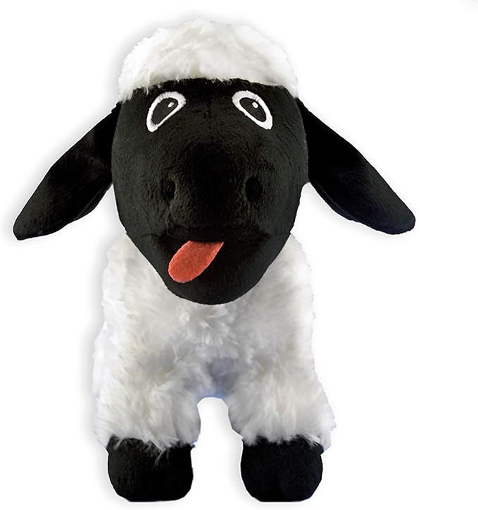 FGA Marketplace Black Sheep Plush Toy - Entertaining Plushy Lamb with 2 Squeakers, Suitable for Small to Medium-Sized Dogs - Made with Soft, Highly-Durable, & Pet-Safe Polyester Material
