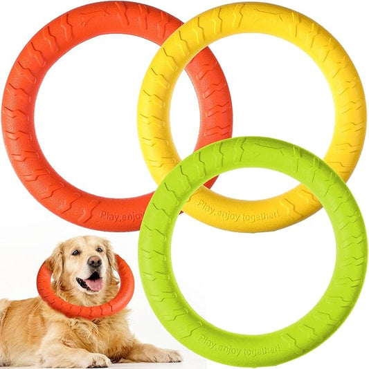 3 Pack Large Dog Training Ring Chew Toy for Aggressive Chewers Flying Disc Floating Ring for Large/XL Breeds Dog Toy Interactive Training Outdoor Playing