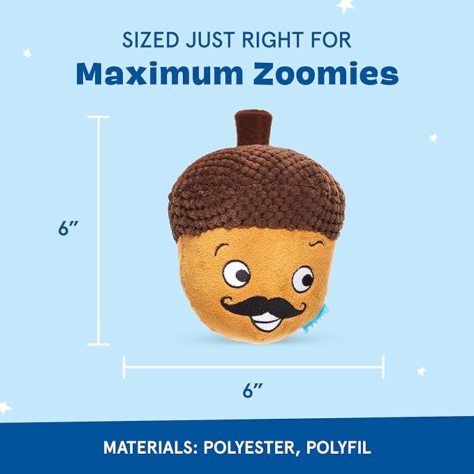 Barkbox Dog Toy 2 in 1 Interactive, Plush Exterior with Squeaker & Textured Material, Tearable Dog Toy with Squeaky Spikey Ball Inside, Ideal for Toy Destroyers - Monsieur Acorn, Large