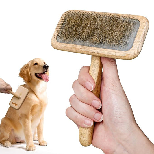 UTEE Big Dog Slicker Brush for Dogs (Goldendoodles, Labradoodles, Poodles) Hair Maintenance Medium to Long Hair Breeds Groom Like a Professional, Fluff Detangle Style, Saves Time Energy -Large
