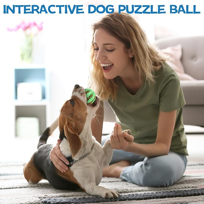6 Pack Dog Puzzle Teething Chew Toy Balls Interactive Dog Toys for Treat Dispensing Durable Dog Ball for Puppy Tooth Cleaning