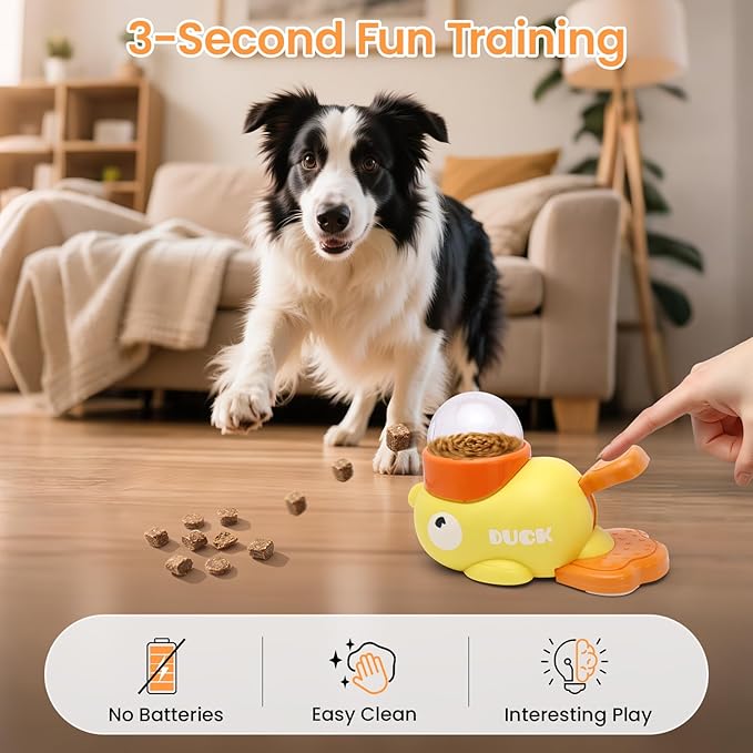 Interactive Cat Puzzle Toy - Treat Dispenser & IQ Trainer for Indoor Cats, Mental Stimulation & Slow Feeder, Duck Shape Enrichment Game Fun Exercise for Small Dogs, Yellow