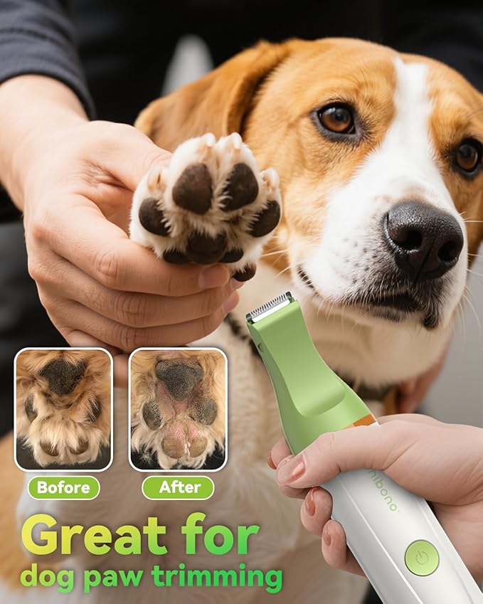 Dog Clippers with Paw Trimmer, All-in-One Dog Grooming Kit Low Noise Electric Rechargeable Small Quiet Foot Razor Pet Hair Shaver with Stainless Steel Scissors Guards for Dogs Cats at Home