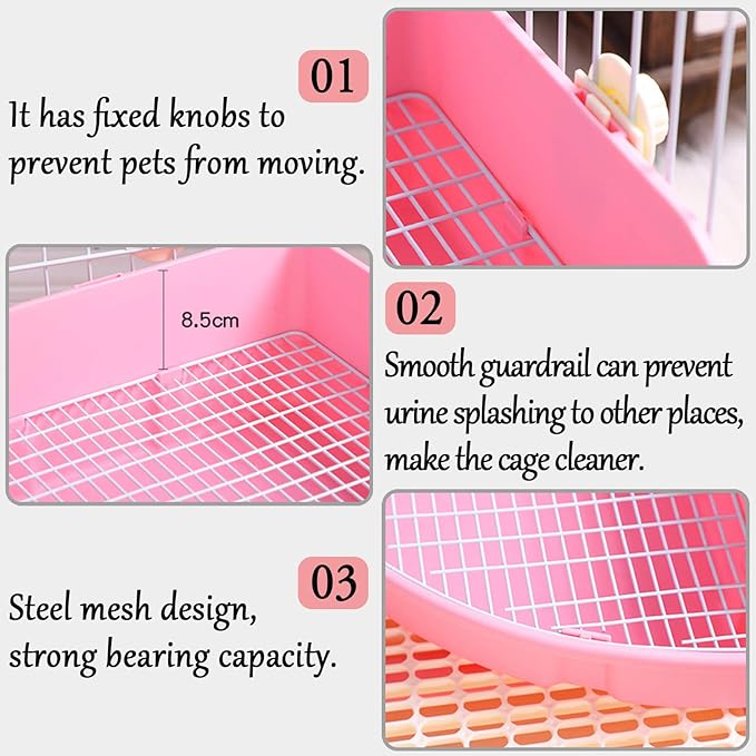 kathson Large Rabbit Litter Box Bunny Corner Toilet Box Potty Trainer Bigger Pet Pan Small Animal Cage Toilet Bedding Box Fanshaped for Adult Guinea Pigs Chinchilla Ferret Galesaur