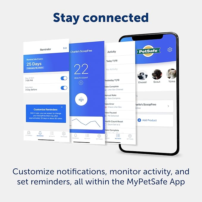 PetSafe ScoopFree Crystal Smart Self-Cleaning Automatic Litter Box - Uncovered Motion-Sensing Cat Box with Integrated Health Counter & App - Includes 1 Disposable Crystal Litter Tray