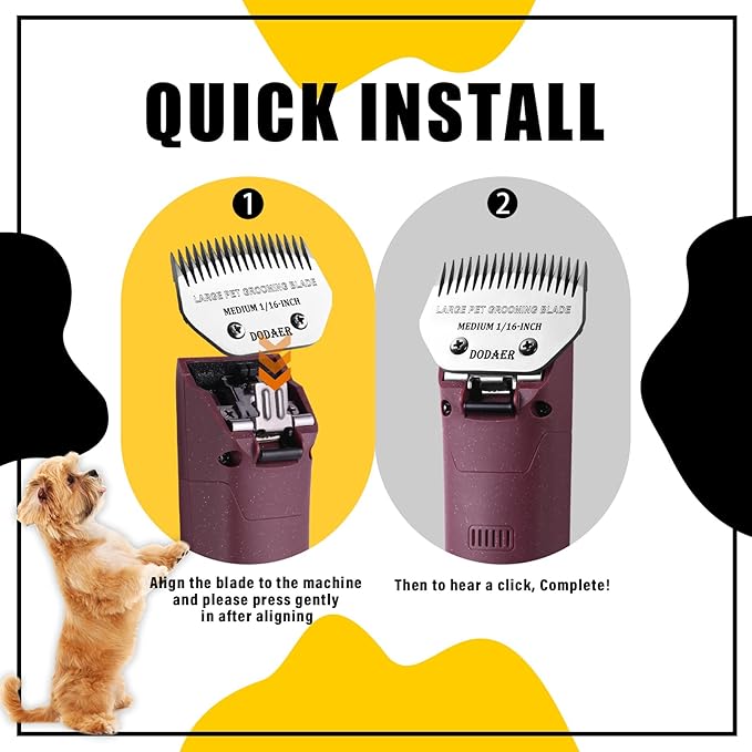 Large Detachable Pet Dog Grooming Steel Blade,Compatible with Andis Super Blending,Oster A5,Wahl KM10 Series Clippers for Large Dog,Horses,Sheep，Cut Length 1/50"