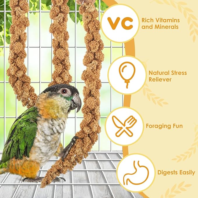 KATUMO Bird Millet Treats, 1.1LB / 500g Natural Healthy Parrot Millet Spray Cockatiel Treats for Parakeet Budgie Finch Conure Pigeon Lovebird Hamster