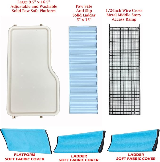 Large Two Story Double Unit Four Tiers Small Animal Critter Home Cage Tight 1/2-Inch Bar Spacing for Feisty Ferret Hammock Chinchilla Rat Mice Squirrel Rabbit Sugar Glider with Rolling Stand